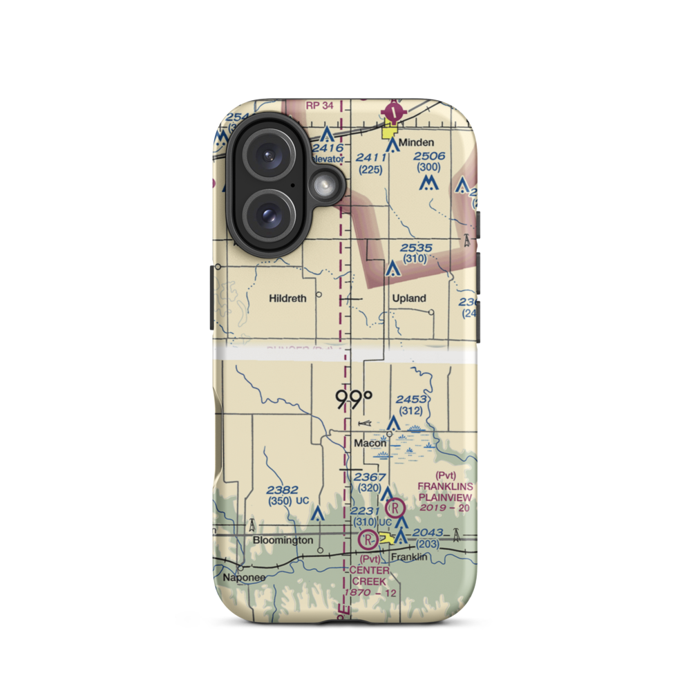Bunger Field (81NE) VFR Sectional  Tough iPhone Case iPhone 16 model shown