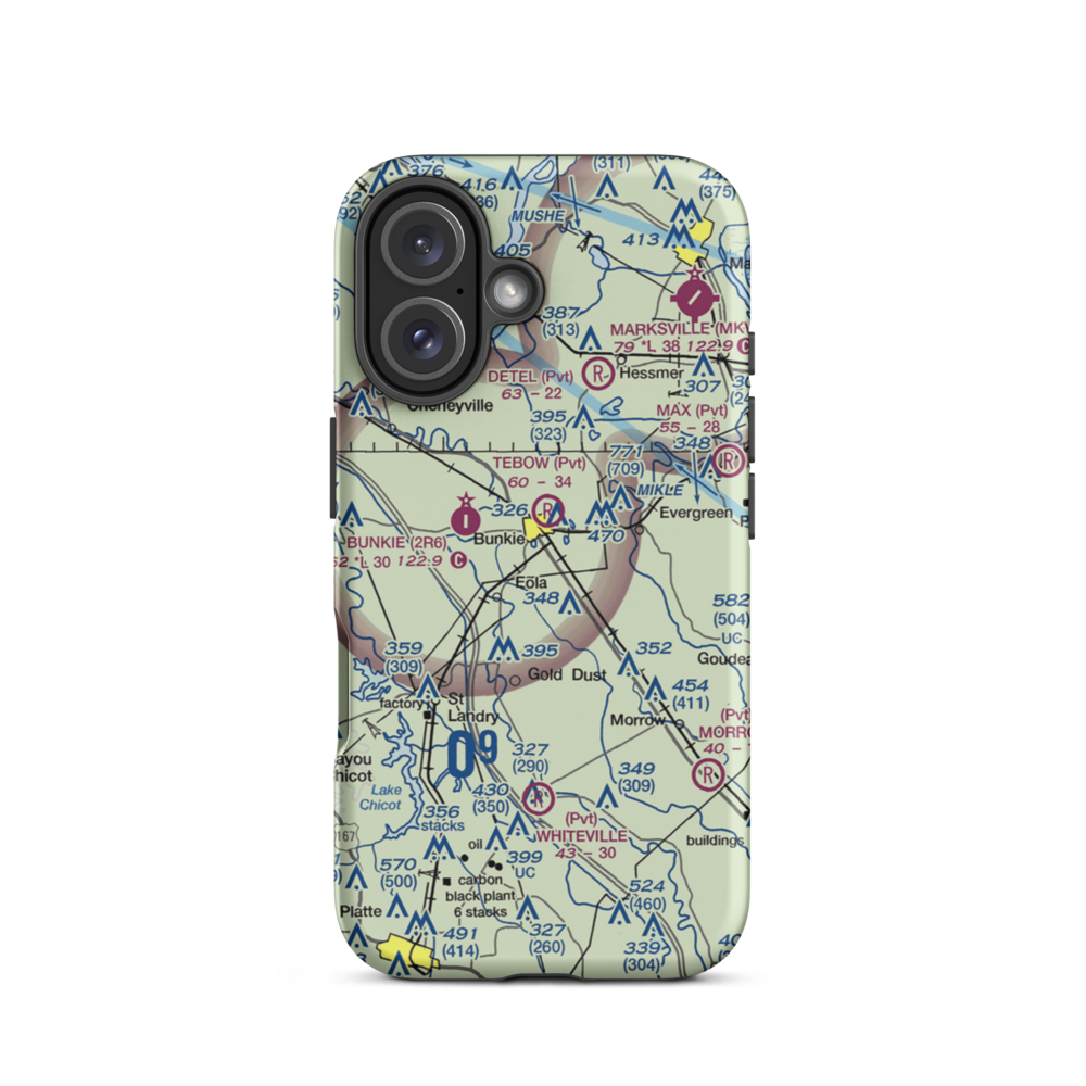 Bunkie Flying Service Airport (2LA4) VFR Sectional  Tough iPhone Case iPhone 16 model shown