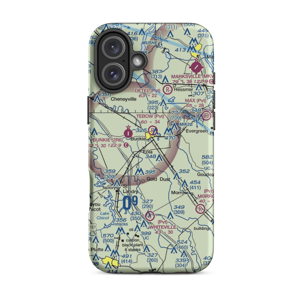Bunkie Flying Service Airport (2LA4) VFR Sectional  Tough iPhone Case iPhone 16 Plus model shown
