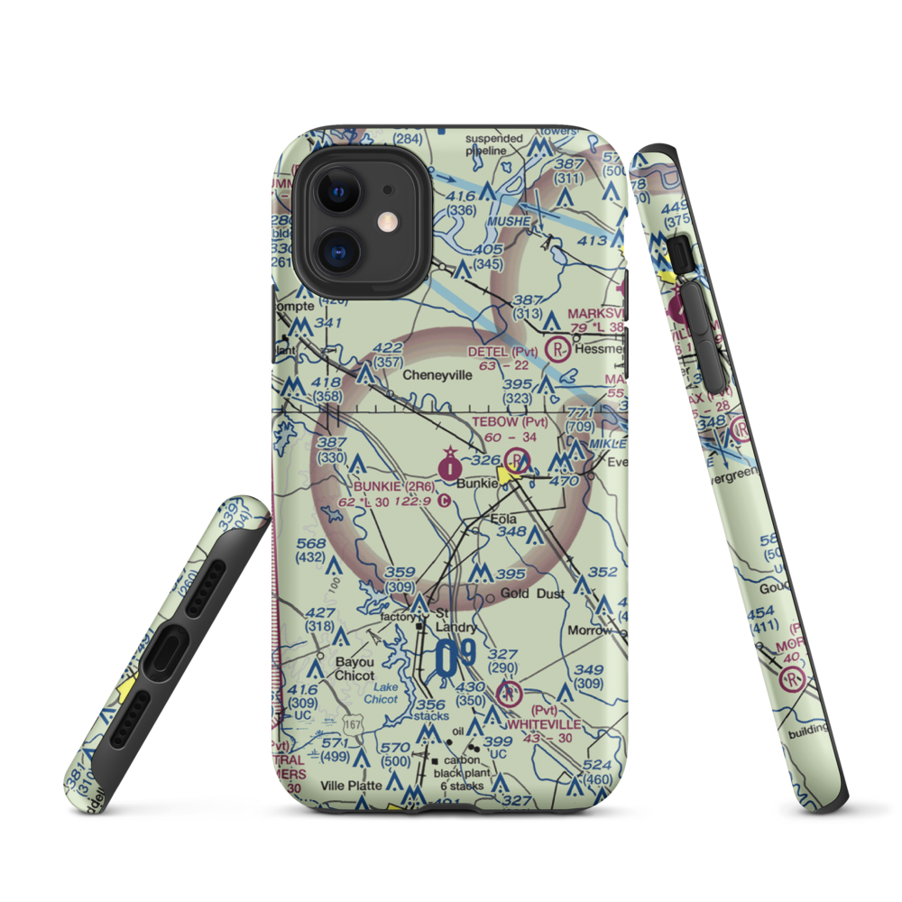 Bunkie Municipal Airport (2R6) VFR Sectional  Tough iPhone Case iPhone 11 model shown
