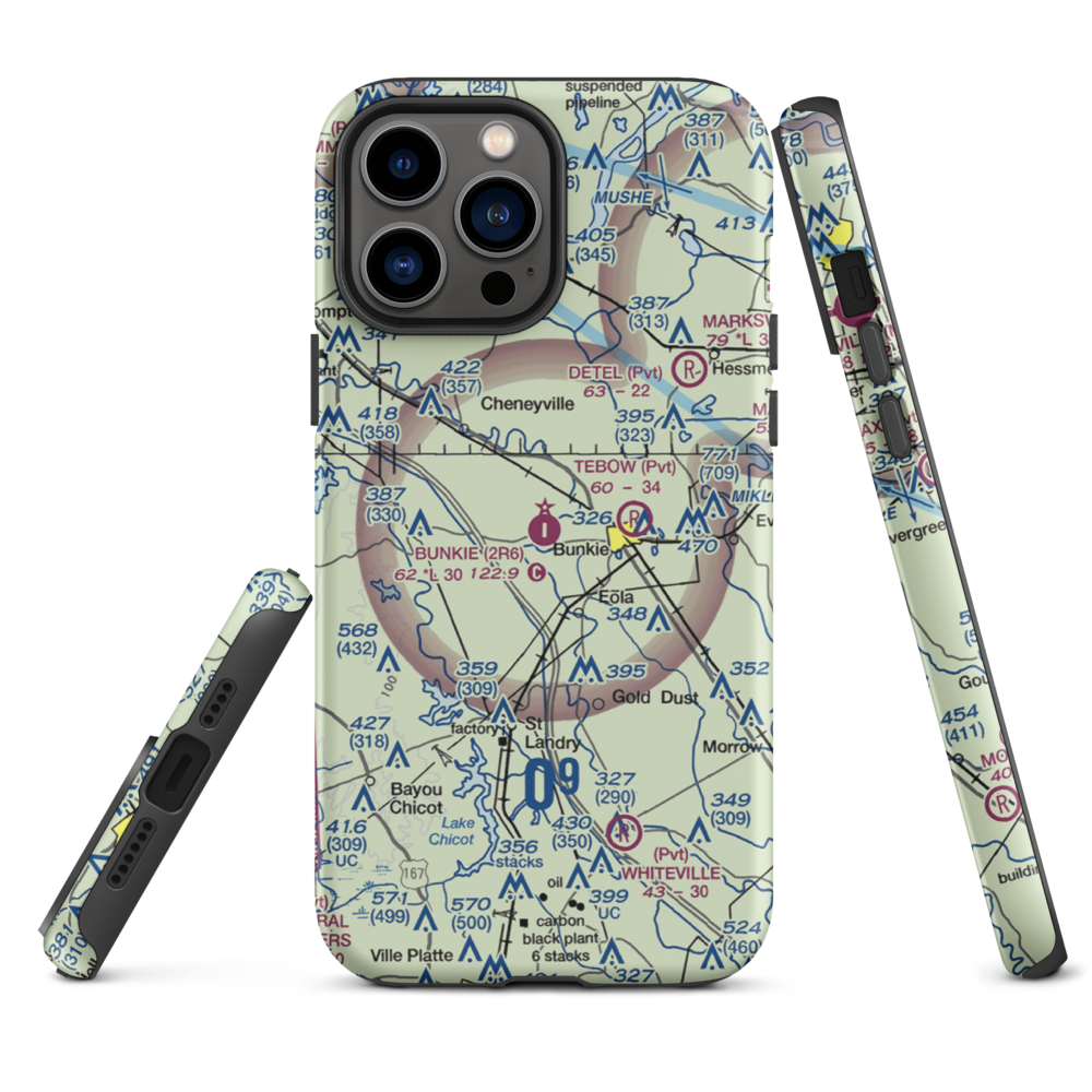 Bunkie Municipal Airport (2R6) VFR Sectional  Tough iPhone Case iPhone 13 Pro Max model shown