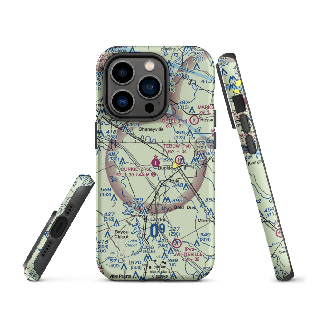 Bunkie Municipal Airport (2R6) VFR Sectional  Tough iPhone Case iPhone 14 Pro model shown