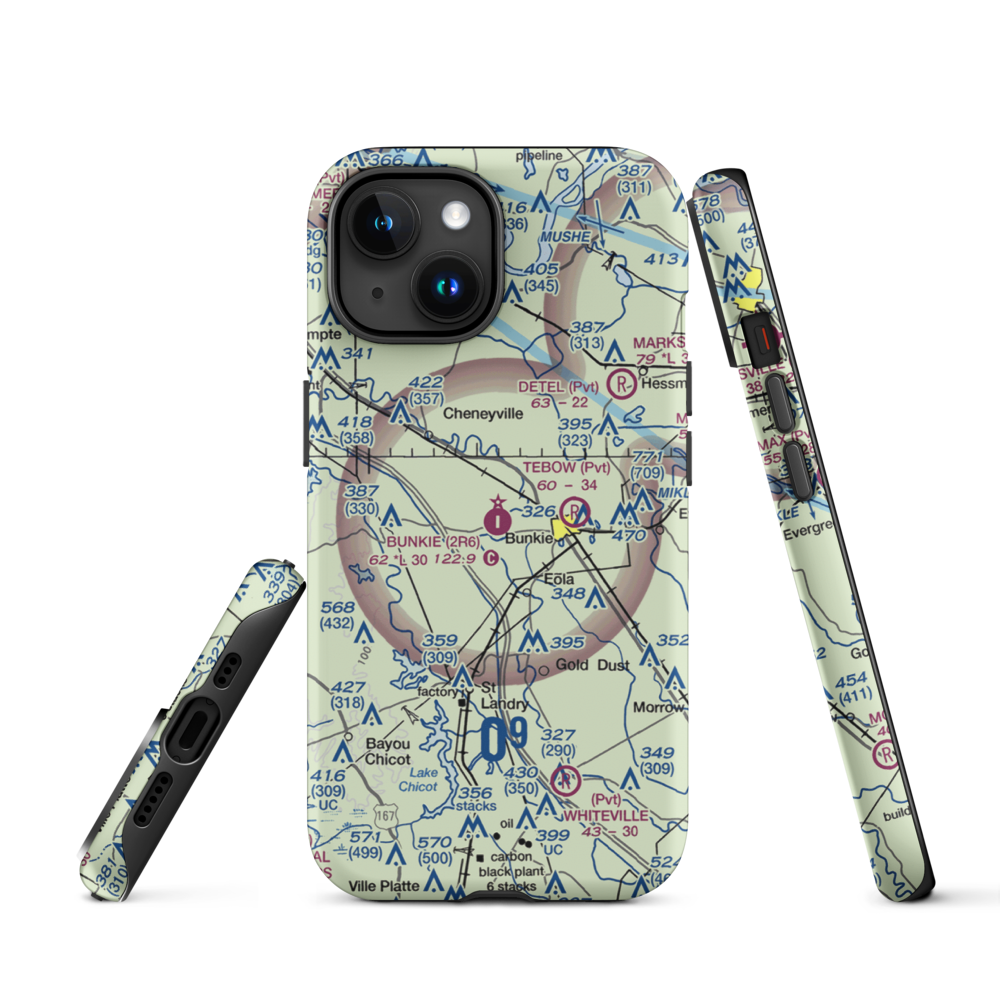 Bunkie Municipal Airport (2R6) VFR Sectional  Tough iPhone Case iPhone 15 model shown
