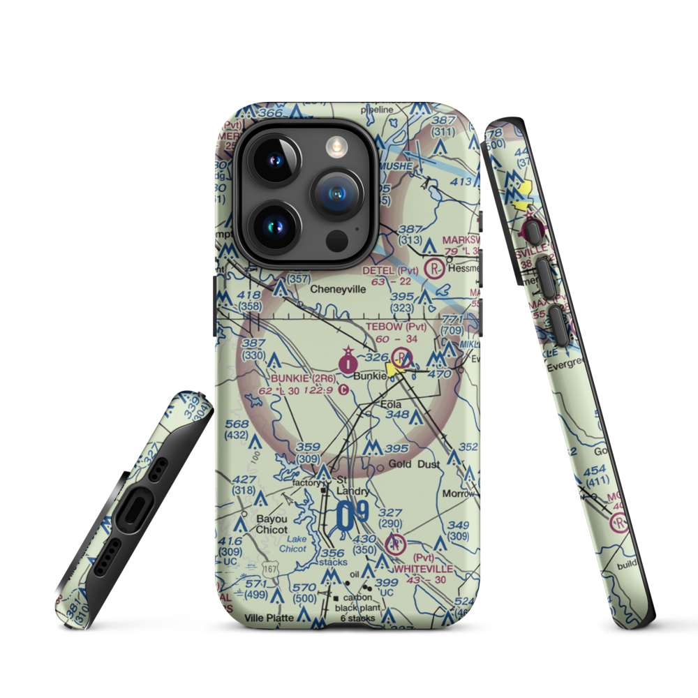 Bunkie Municipal Airport (2R6) VFR Sectional  Tough iPhone Case iPhone 15 Pro model shown