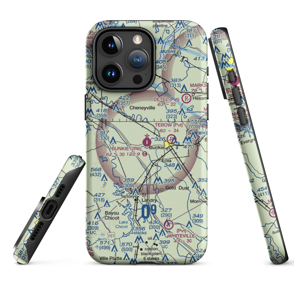 Bunkie Municipal Airport (2R6) VFR Sectional  Tough iPhone Case iPhone 15 Pro Max model shown