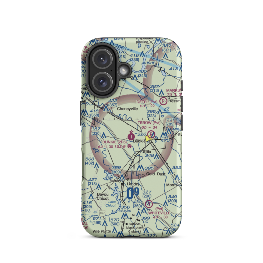 Bunkie Municipal Airport (2R6) VFR Sectional  Tough iPhone Case iPhone 16 model shown