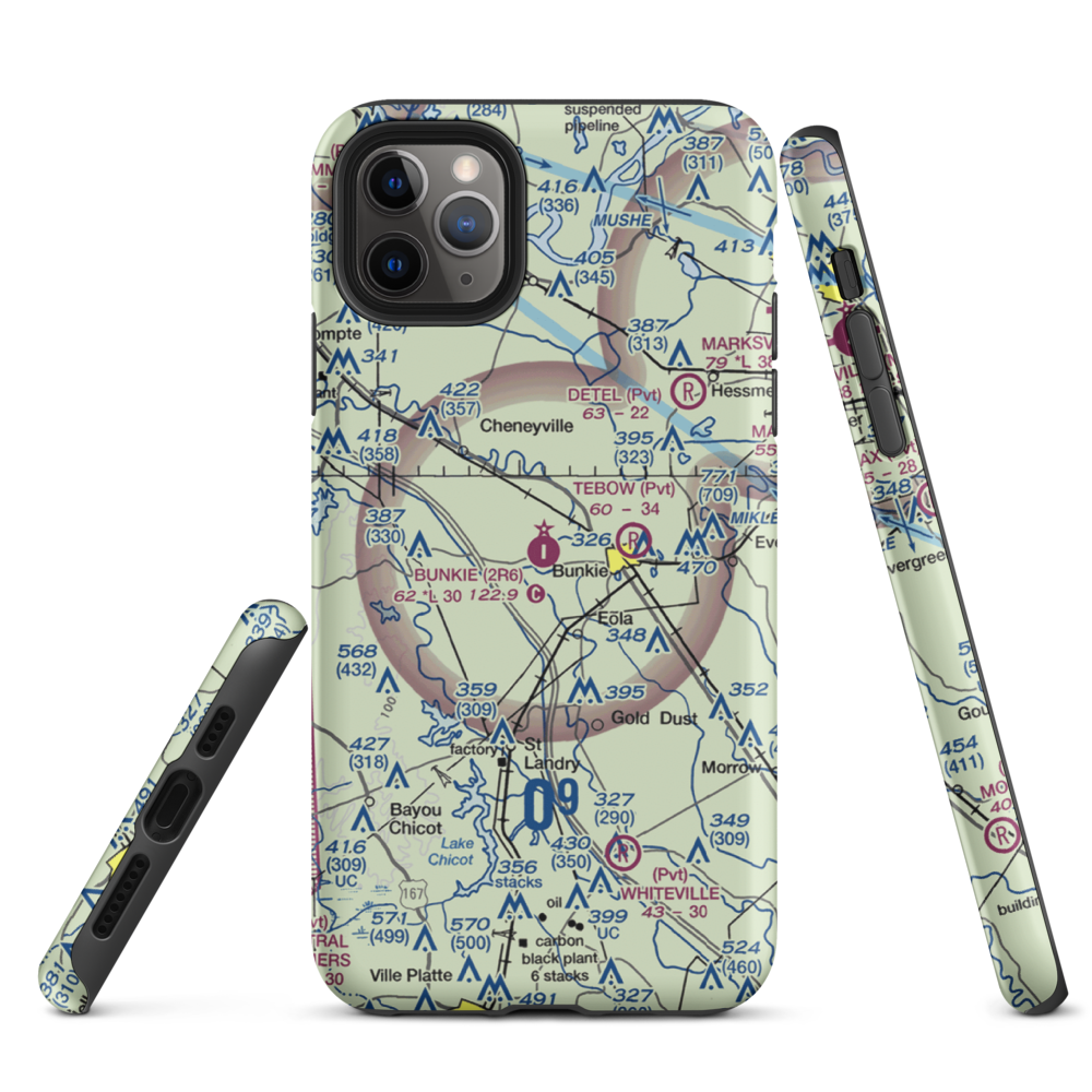 Bunkie Municipal Airport (2R6) VFR Sectional  Tough iPhone Case iPhone 11 Pro Max model shown