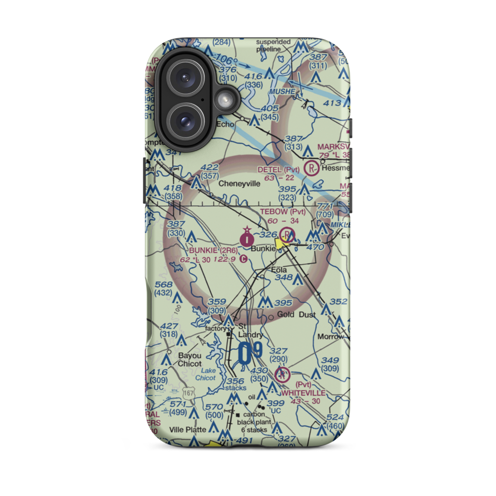 Bunkie Municipal Airport (2R6) VFR Sectional  Tough iPhone Case iPhone 16 Plus model shown