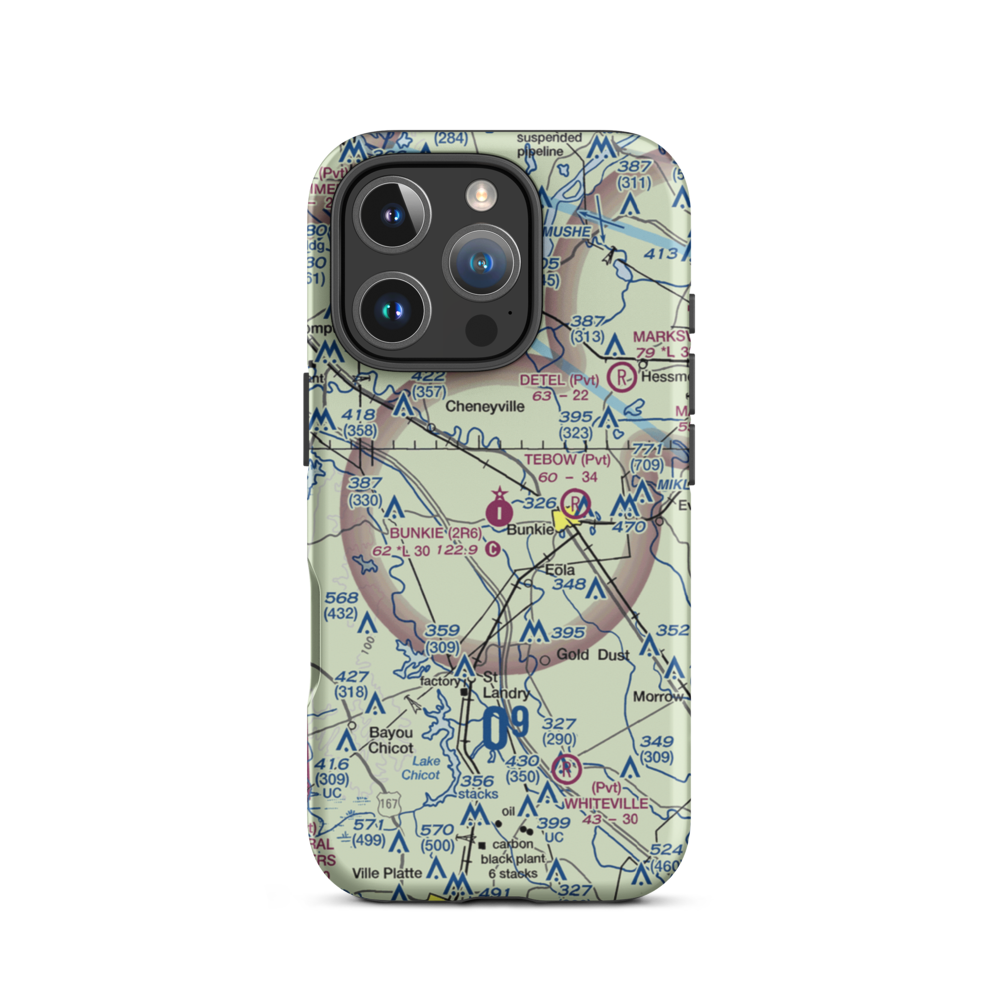 Bunkie Municipal Airport (2R6) VFR Sectional  Tough iPhone Case iPhone 16 Pro model shown
