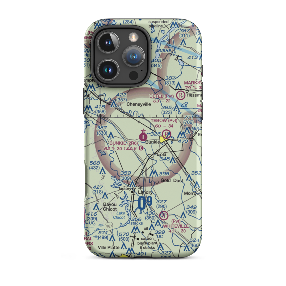 Bunkie Municipal Airport (2R6) VFR Sectional  Tough iPhone Case iPhone 16 Pro Max model shown
