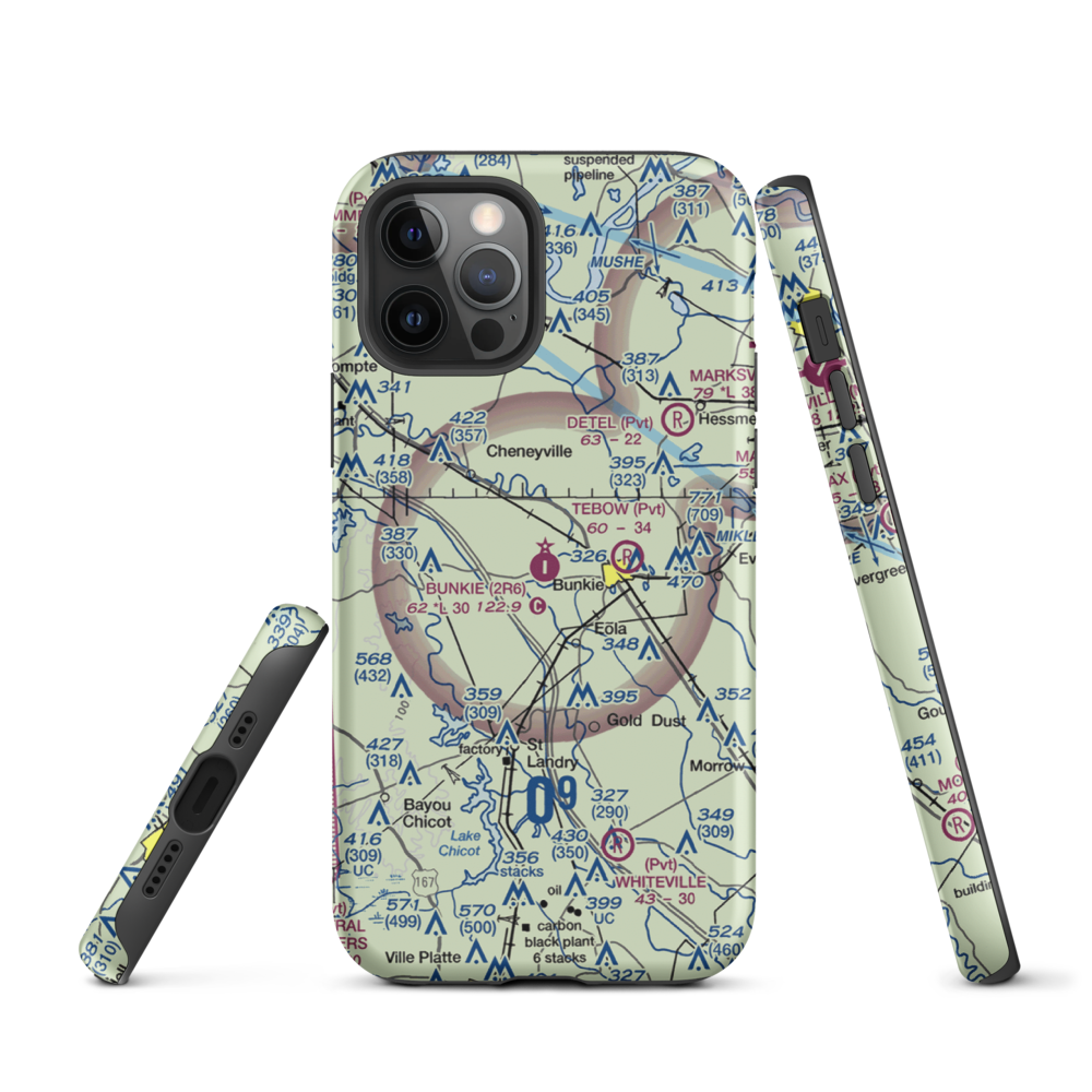Bunkie Municipal Airport (2R6) VFR Sectional  Tough iPhone Case iPhone 12 Pro model shown