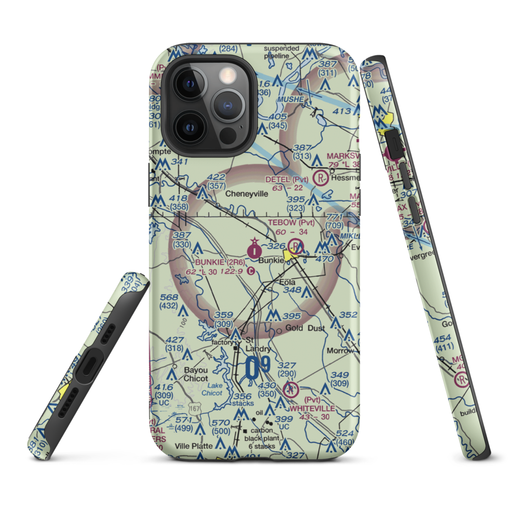Bunkie Municipal Airport (2R6) VFR Sectional  Tough iPhone Case iPhone 12 Pro Max model shown
