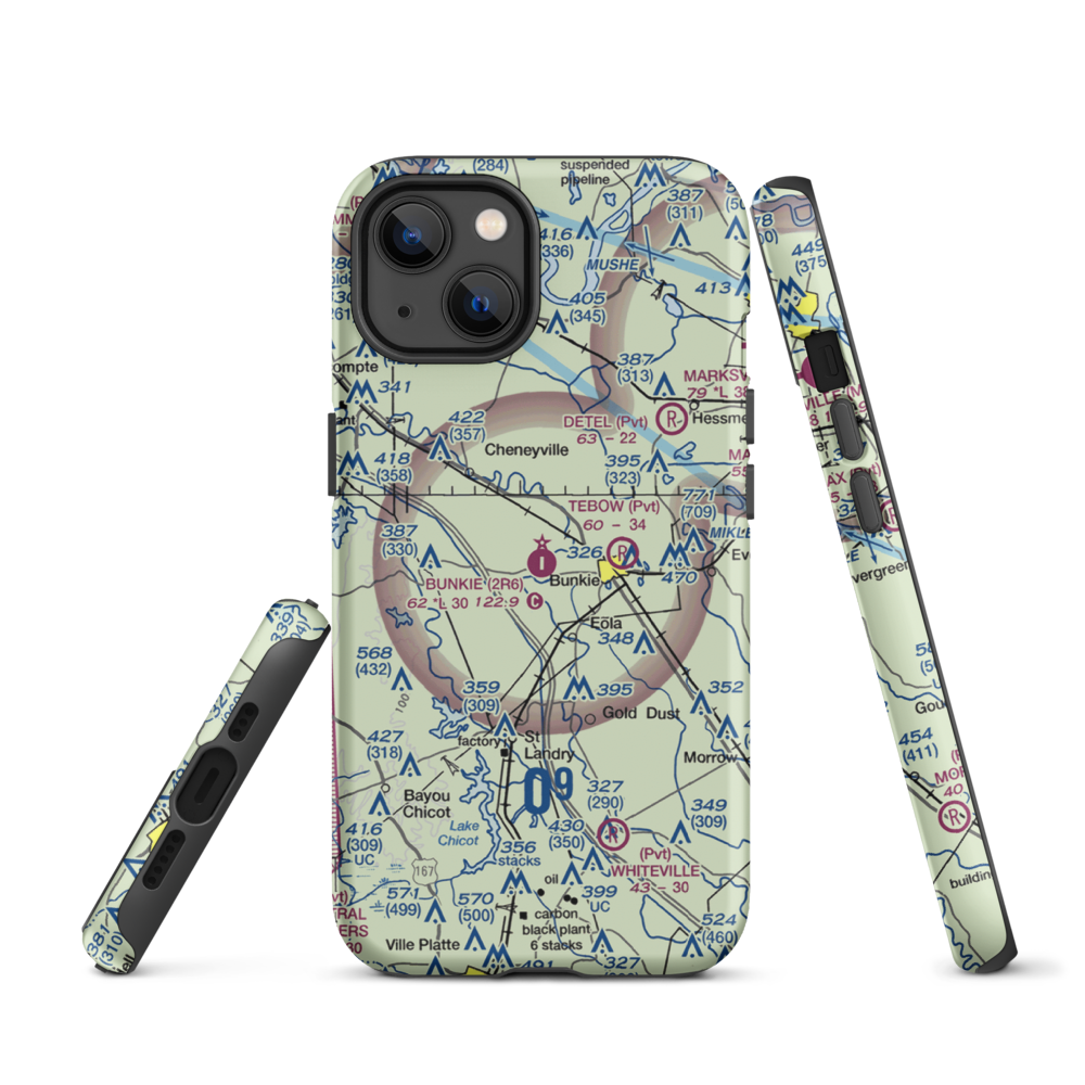 Bunkie Municipal Airport (2R6) VFR Sectional  Tough iPhone Case iPhone 13 model shown