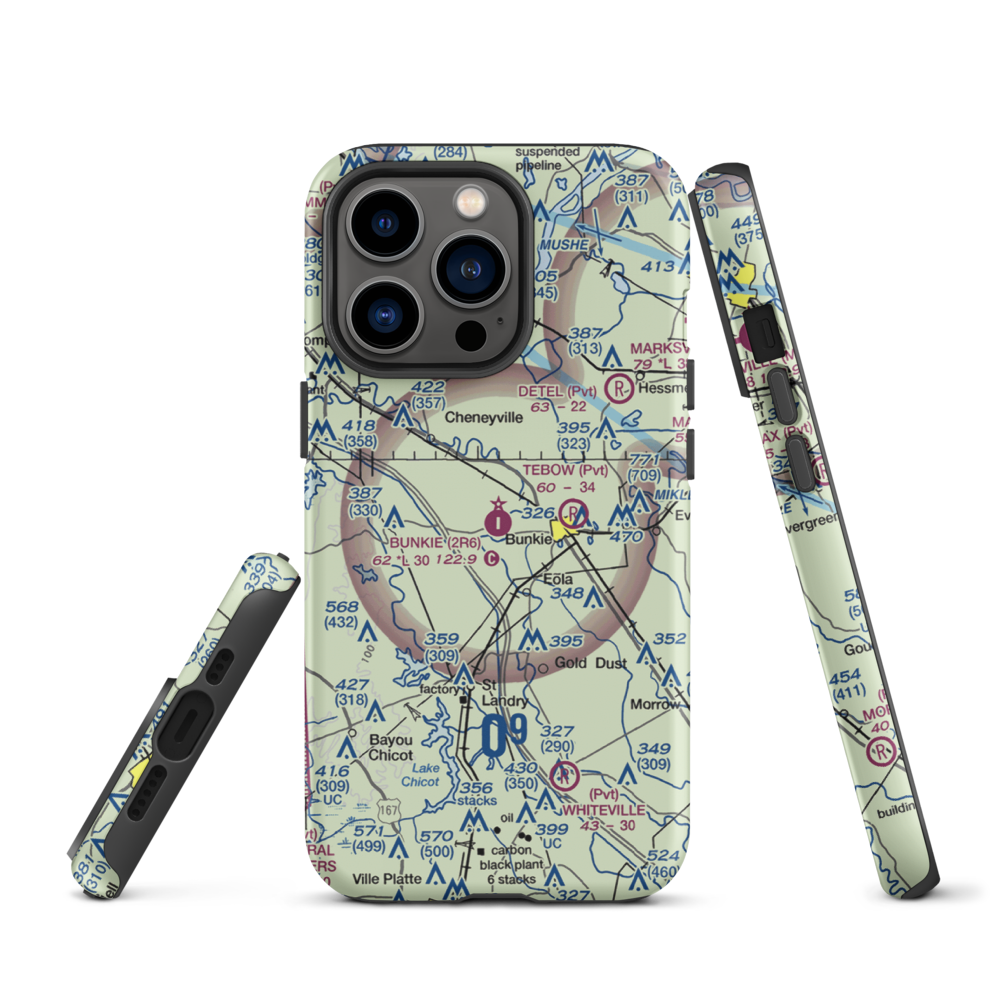 Bunkie Municipal Airport (2R6) VFR Sectional  Tough iPhone Case iPhone 13 Pro model shown