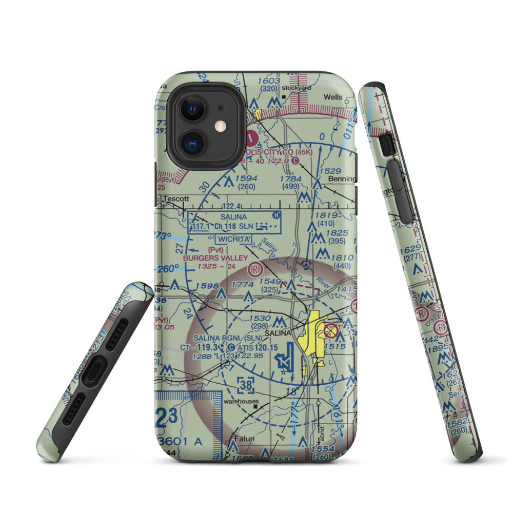 Burger's Valley Airport (58KS) VFR Sectional  Tough iPhone Case iPhone 11 model shown