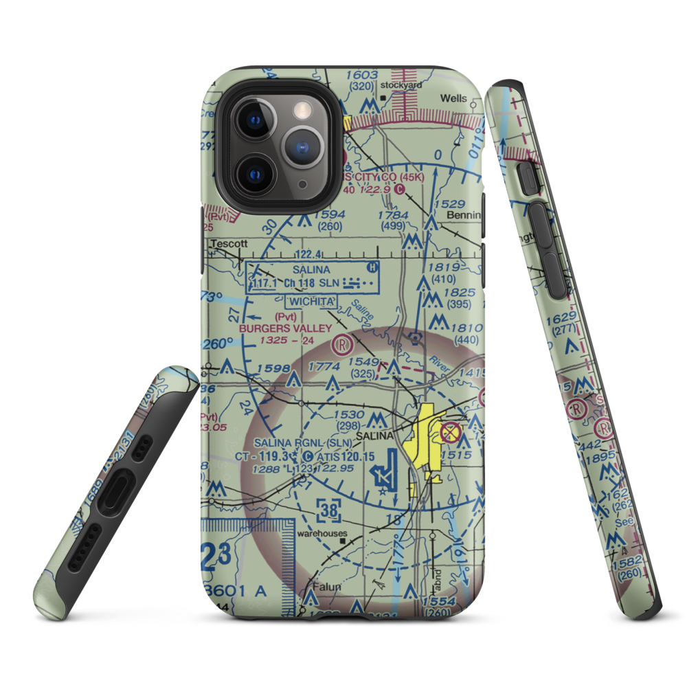 Burger's Valley Airport (58KS) VFR Sectional  Tough iPhone Case iPhone 11 Pro model shown
