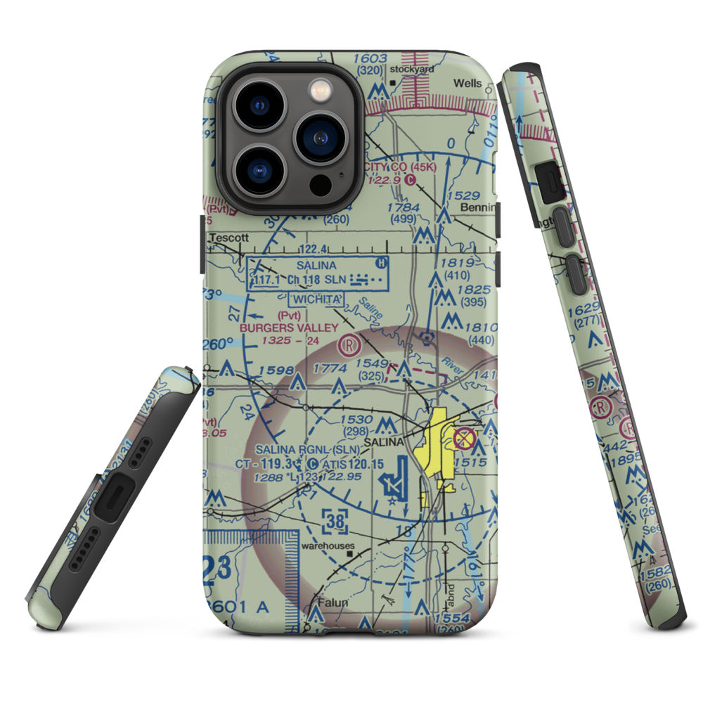 Burger's Valley Airport (58KS) VFR Sectional  Tough iPhone Case iPhone 13 Pro Max model shown