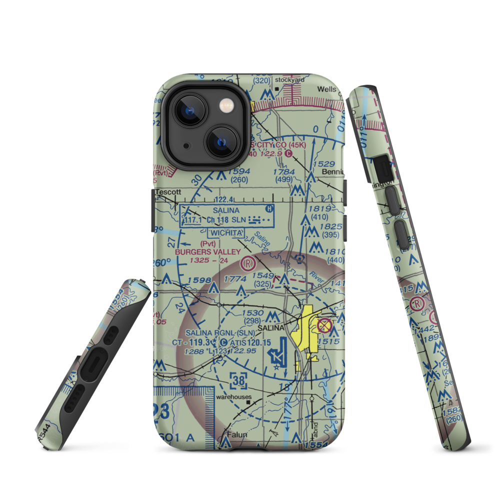 Burger's Valley Airport (58KS) VFR Sectional  Tough iPhone Case iPhone 14 model shown