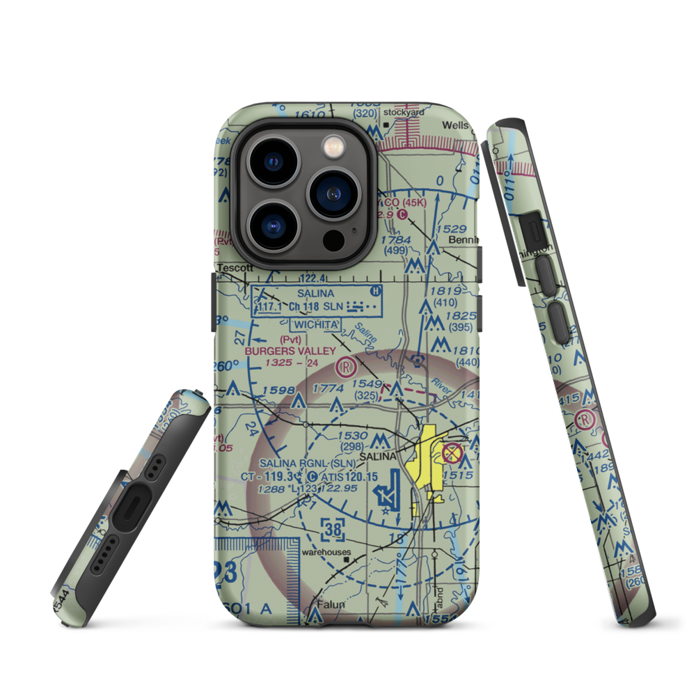 Burger's Valley Airport (58KS) VFR Sectional  Tough iPhone Case iPhone 14 Pro model shown