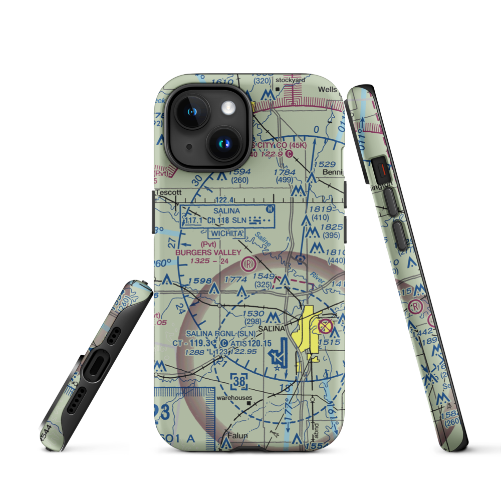 Burger's Valley Airport (58KS) VFR Sectional  Tough iPhone Case iPhone 15 model shown