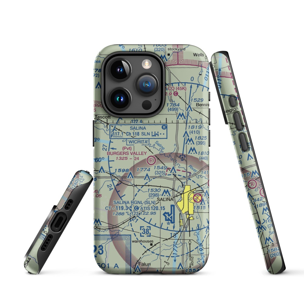 Burger's Valley Airport (58KS) VFR Sectional  Tough iPhone Case iPhone 15 Pro model shown