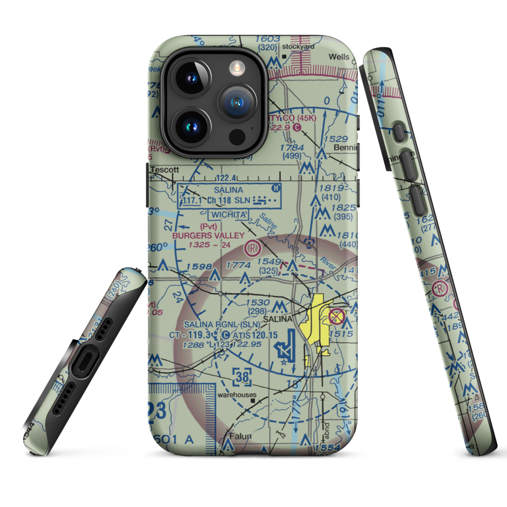 Burger's Valley Airport (58KS) VFR Sectional  Tough iPhone Case iPhone 15 Pro Max model shown