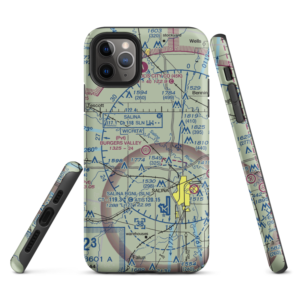Burger's Valley Airport (58KS) VFR Sectional  Tough iPhone Case iPhone 11 Pro Max model shown