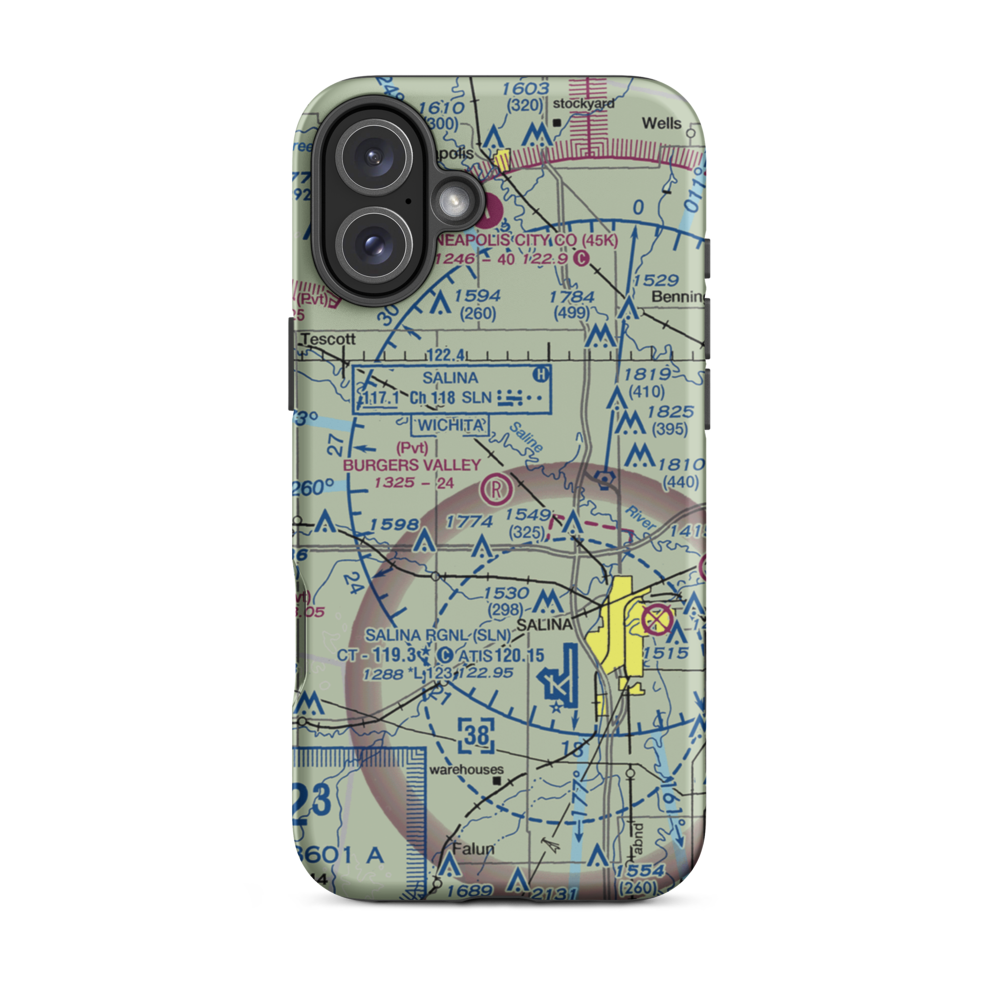 Burger's Valley Airport (58KS) VFR Sectional  Tough iPhone Case iPhone 16 Plus model shown