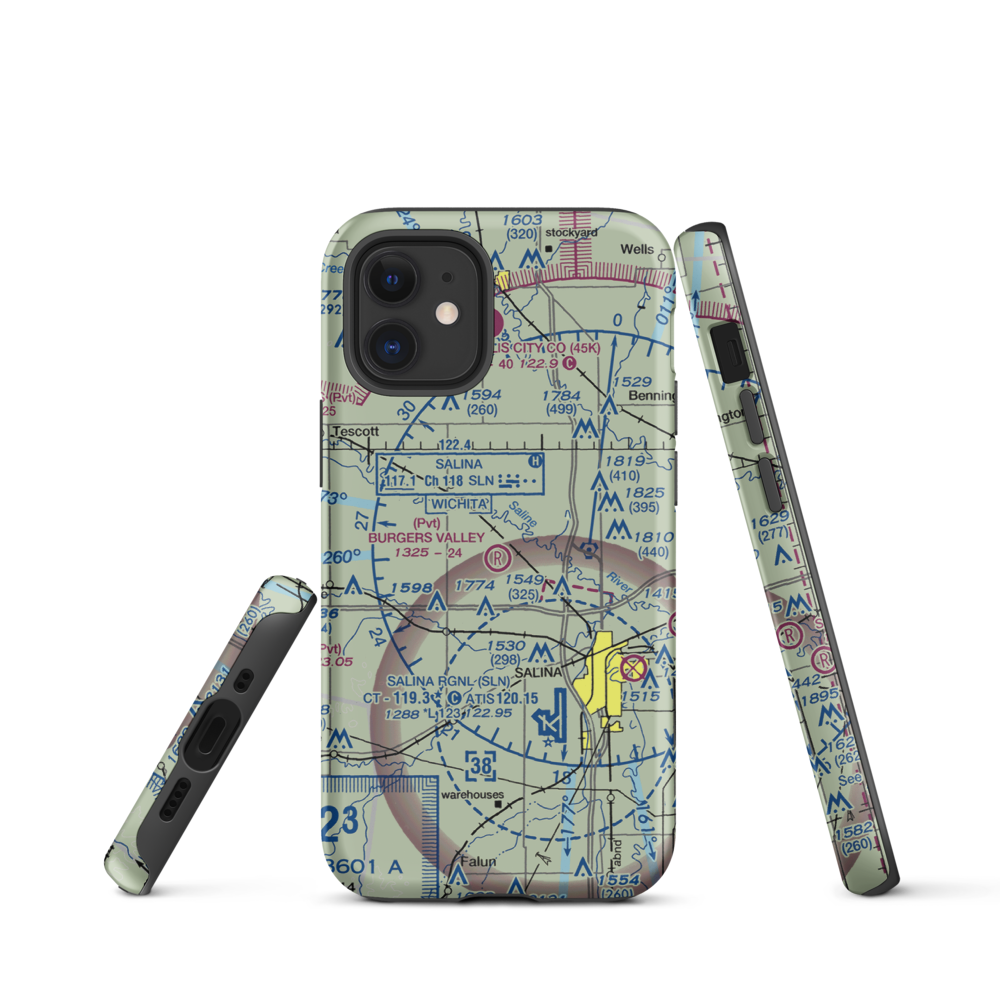 Burger's Valley Airport (58KS) VFR Sectional  Tough iPhone Case iPhone 12 mini model shown