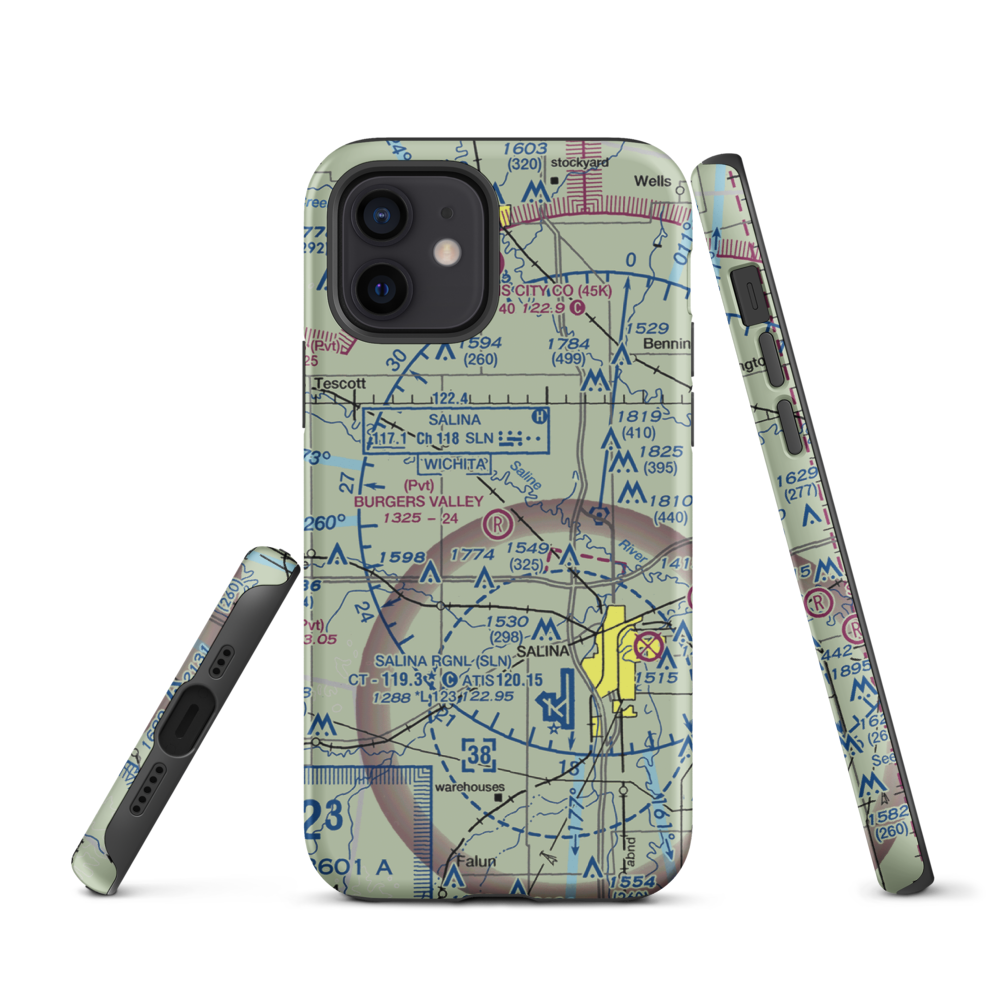 Burger's Valley Airport (58KS) VFR Sectional  Tough iPhone Case iPhone 12 model shown