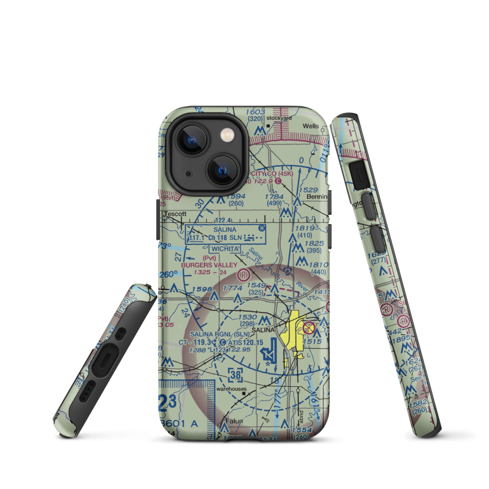 Burger's Valley Airport (58KS) VFR Sectional  Tough iPhone Case iPhone 13 mini model shown