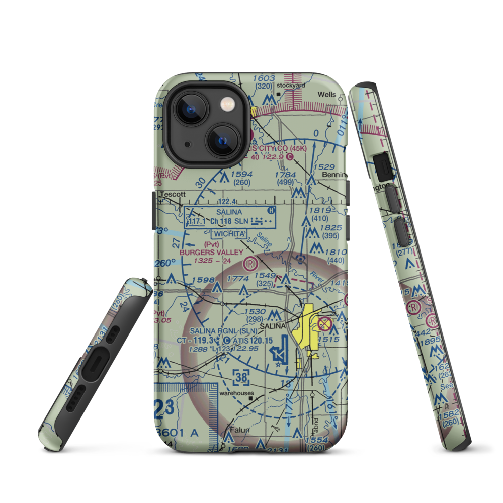 Burger's Valley Airport (58KS) VFR Sectional  Tough iPhone Case iPhone 13 model shown
