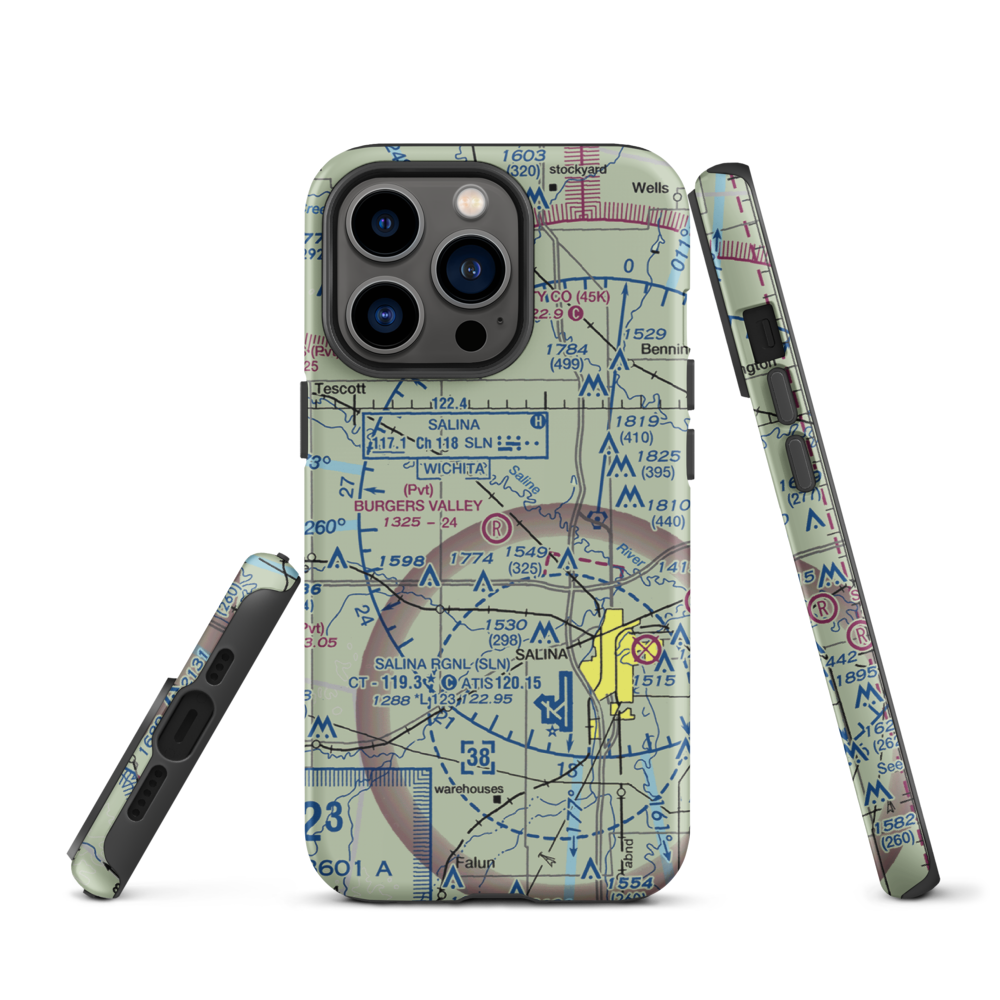 Burger's Valley Airport (58KS) VFR Sectional  Tough iPhone Case iPhone 13 Pro model shown