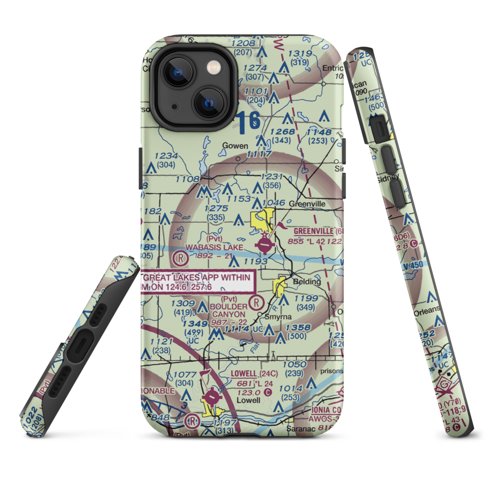 Burgess Lake Seaplane Base (50MI) VFR Sectional  Tough iPhone Case iPhone 14 Plus model shown