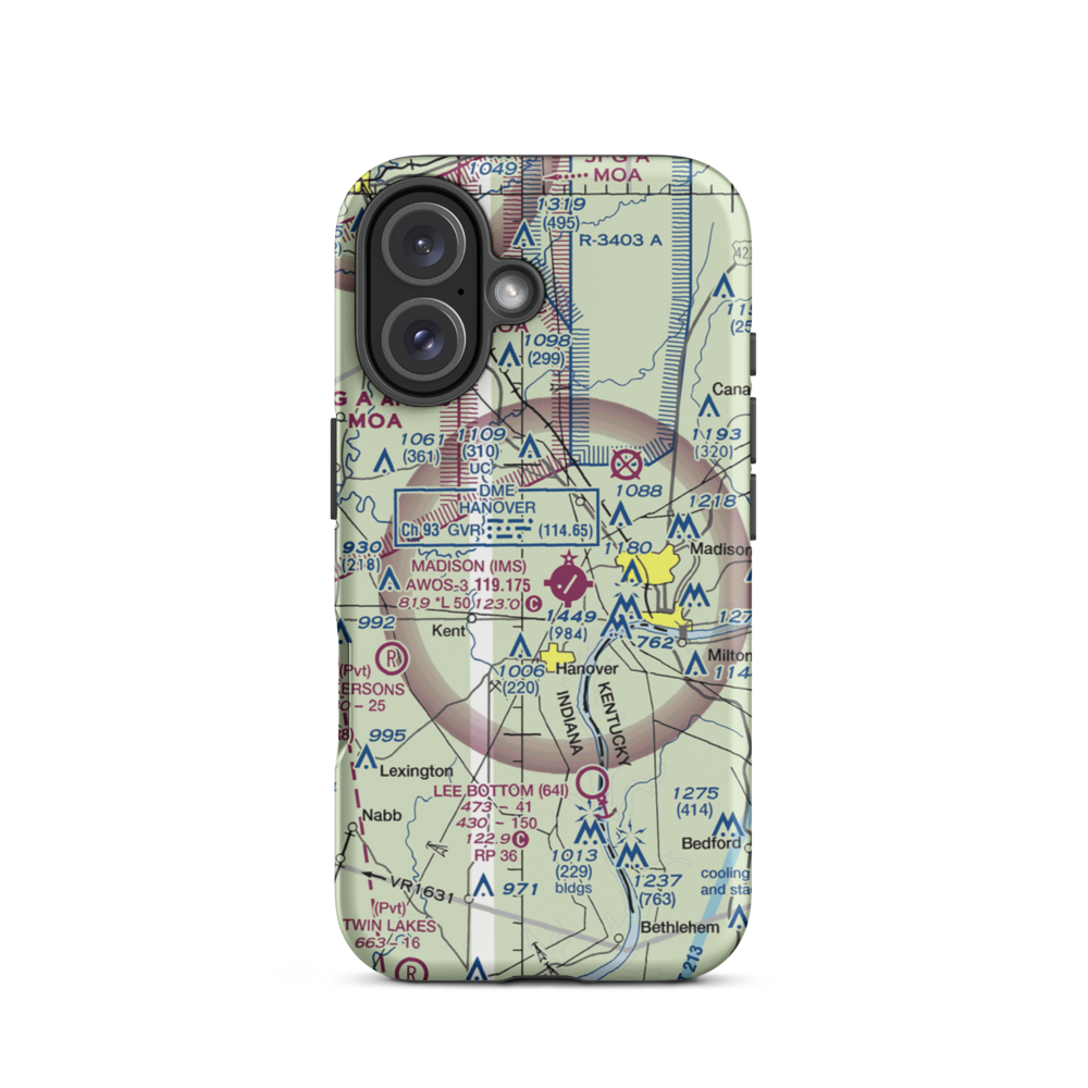 Burke's Airport (II53) VFR Sectional  Tough iPhone Case iPhone 16 model shown