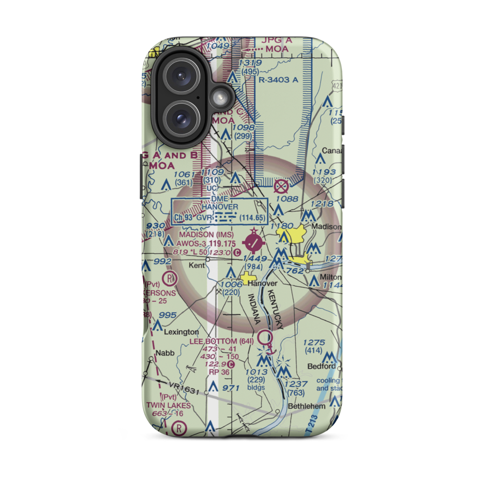 Burke's Airport (II53) VFR Sectional  Tough iPhone Case iPhone 16 Plus model shown