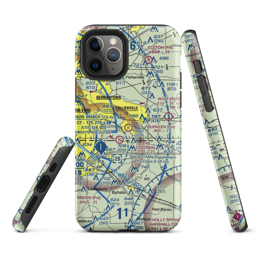 Burkeen Field (TN70) VFR Sectional  Tough iPhone Case iPhone 11 Pro model shown