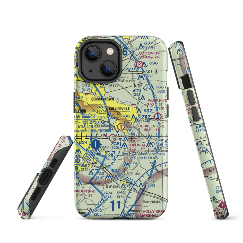 Burkeen Field (TN70) VFR Sectional  Tough iPhone Case iPhone 14 model shown