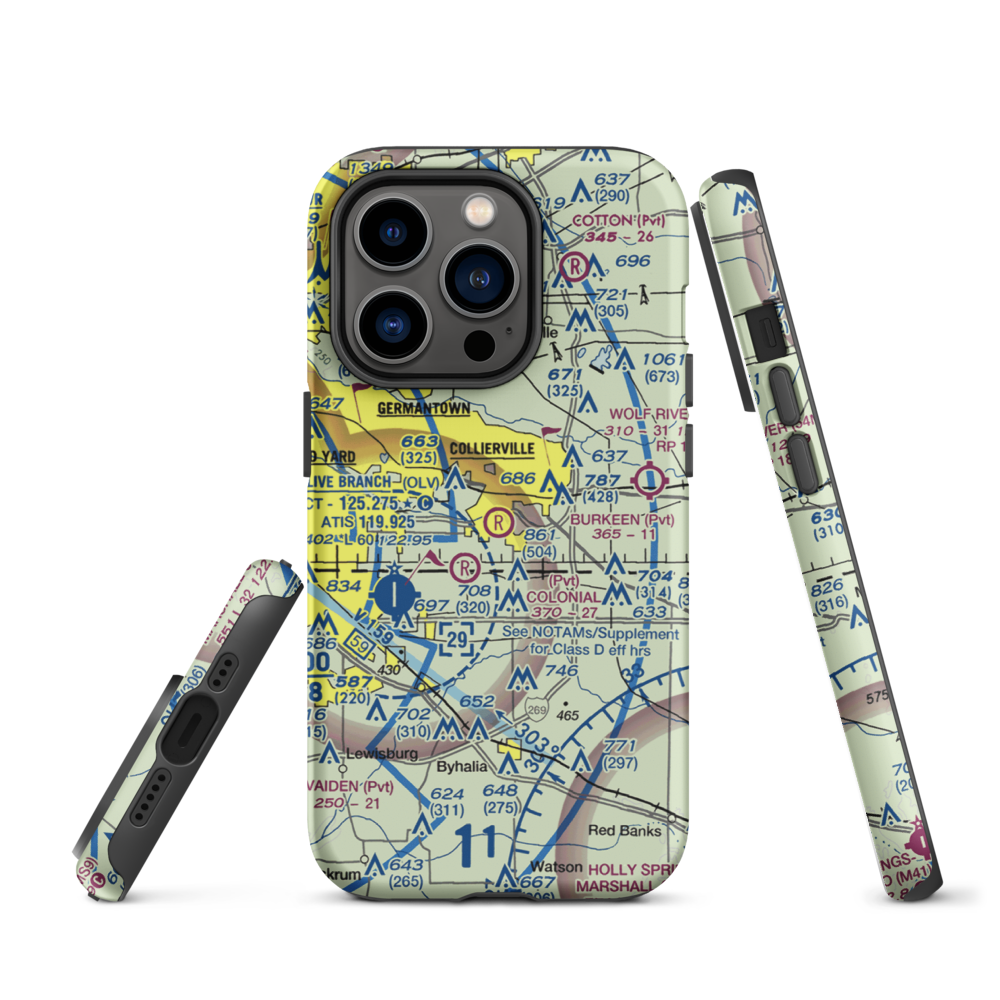 Burkeen Field (TN70) VFR Sectional  Tough iPhone Case iPhone 14 Pro model shown