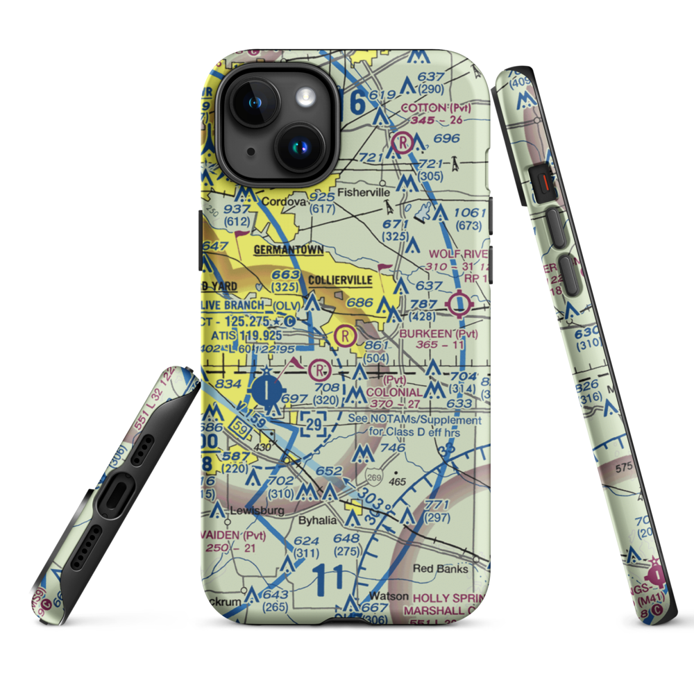 Burkeen Field (TN70) VFR Sectional  Tough iPhone Case iPhone 15 Plus model shown