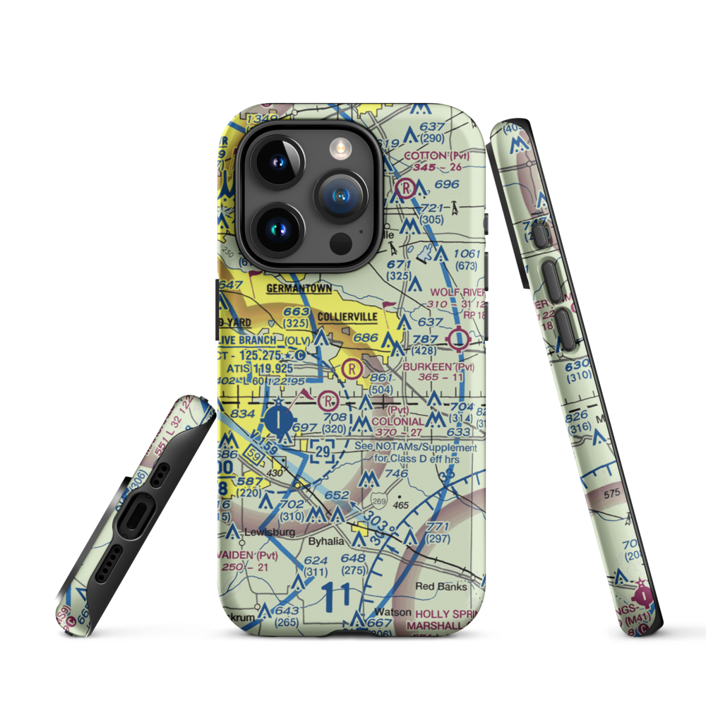 Burkeen Field (TN70) VFR Sectional  Tough iPhone Case iPhone 15 Pro model shown