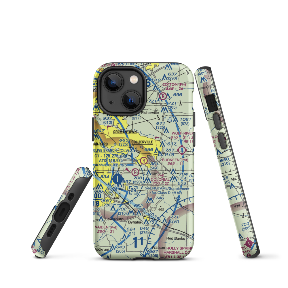 Burkeen Field (TN70) VFR Sectional  Tough iPhone Case iPhone 13 mini model shown