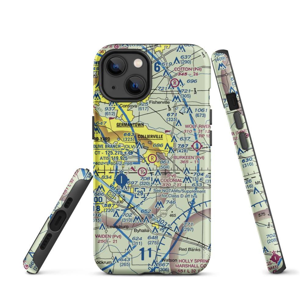 Burkeen Field (TN70) VFR Sectional  Tough iPhone Case iPhone 13 model shown