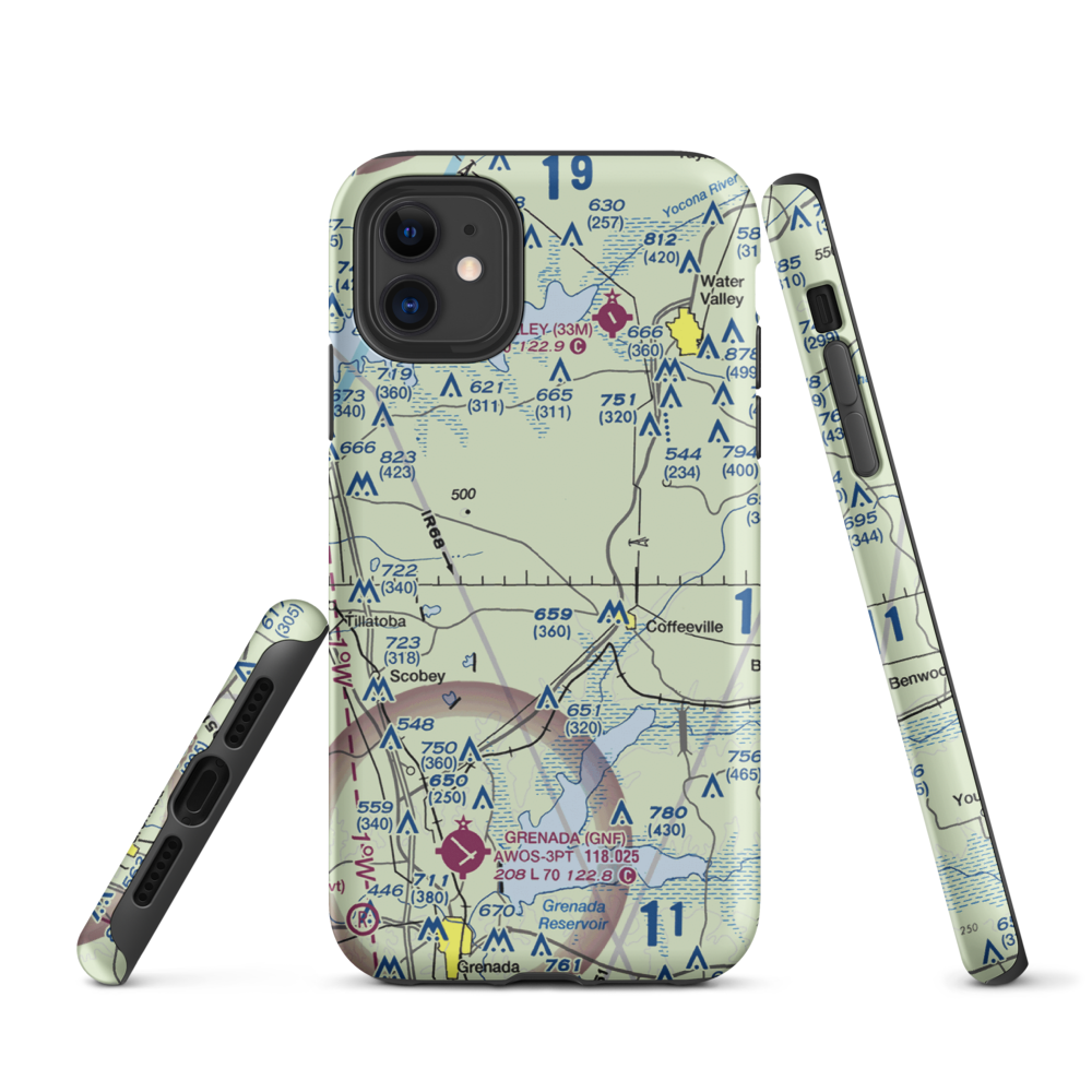 Burney Farms Airport (MS54) VFR Sectional  Tough iPhone Case iPhone 11 model shown