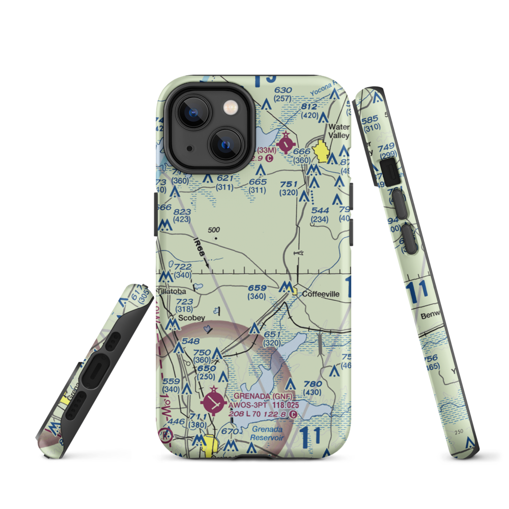 Burney Farms Airport (MS54) VFR Sectional  Tough iPhone Case iPhone 14 model shown