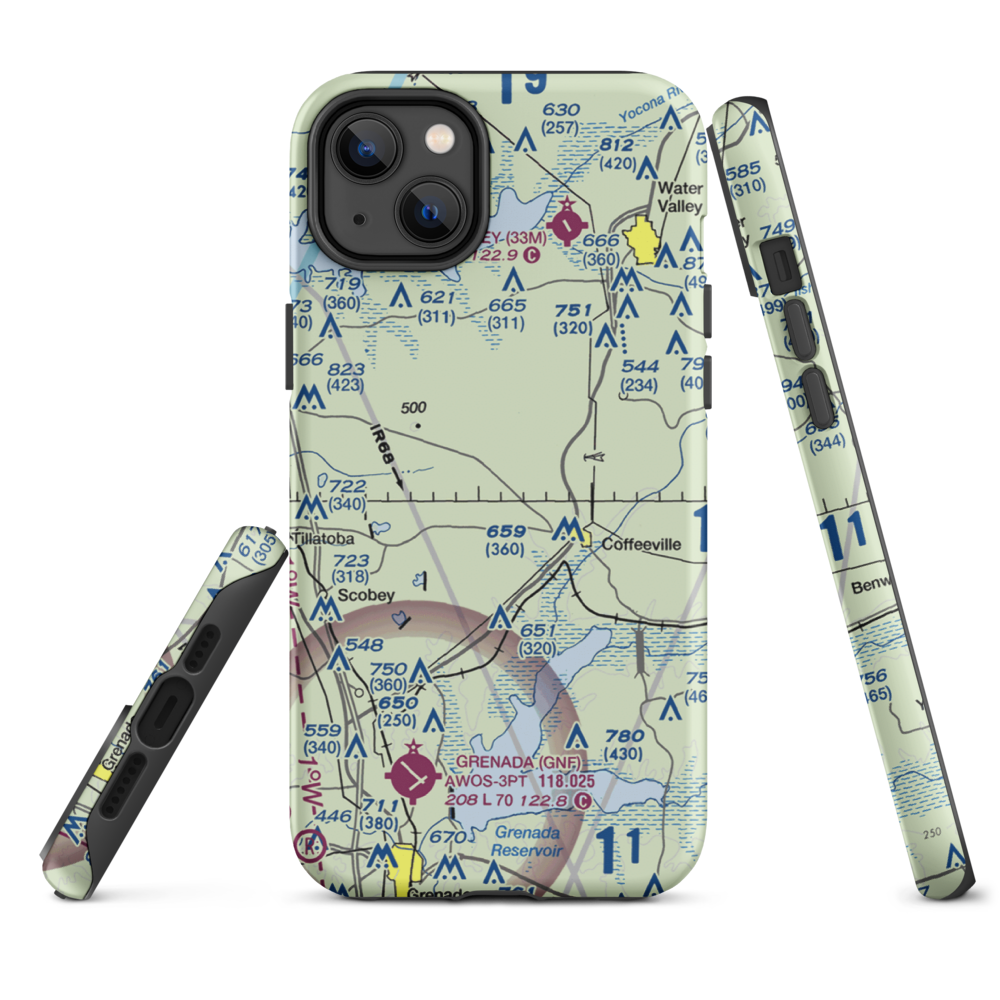Burney Farms Airport (MS54) VFR Sectional  Tough iPhone Case iPhone 14 Plus model shown