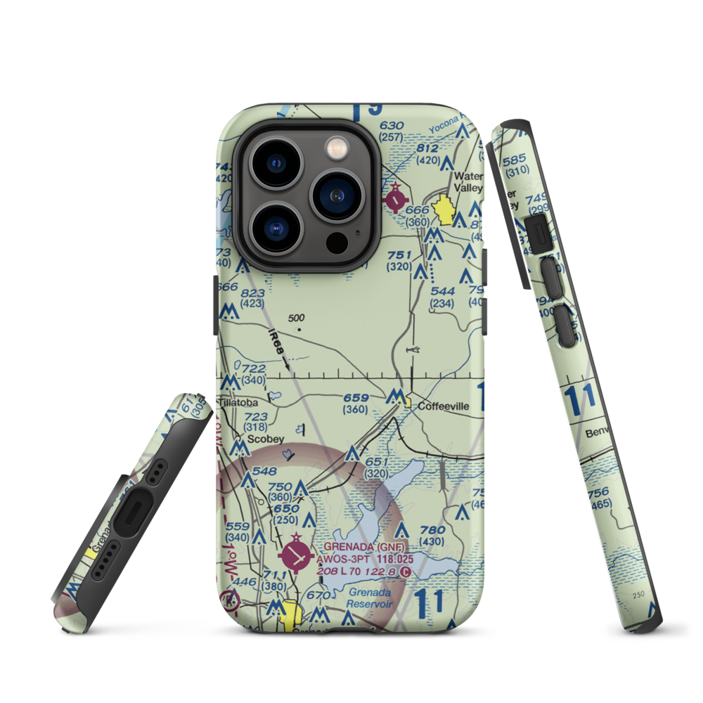 Burney Farms Airport (MS54) VFR Sectional  Tough iPhone Case iPhone 14 Pro model shown