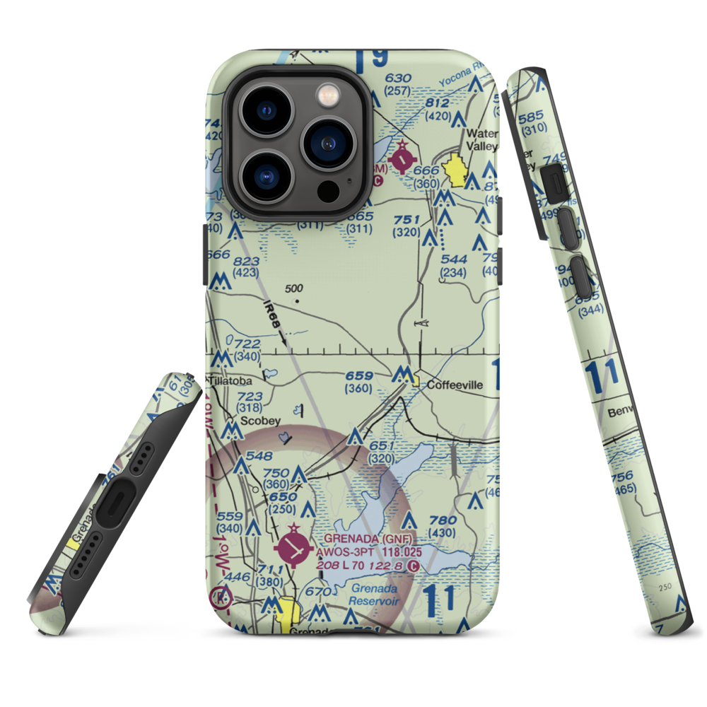Burney Farms Airport (MS54) VFR Sectional  Tough iPhone Case iPhone 14 Pro Max model shown