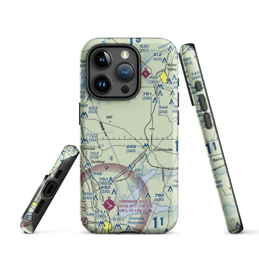 Burney Farms Airport (MS54) VFR Sectional  Tough iPhone Case iPhone 15 Pro model shown