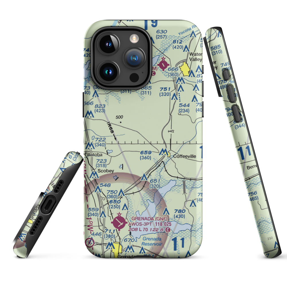 Burney Farms Airport (MS54) VFR Sectional  Tough iPhone Case iPhone 15 Pro Max model shown